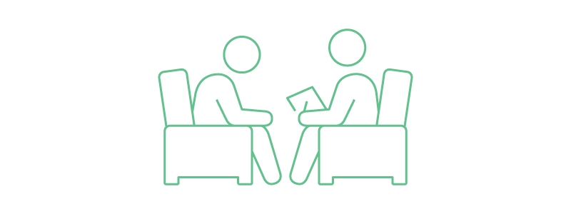 Icon of two people having a counselling session 