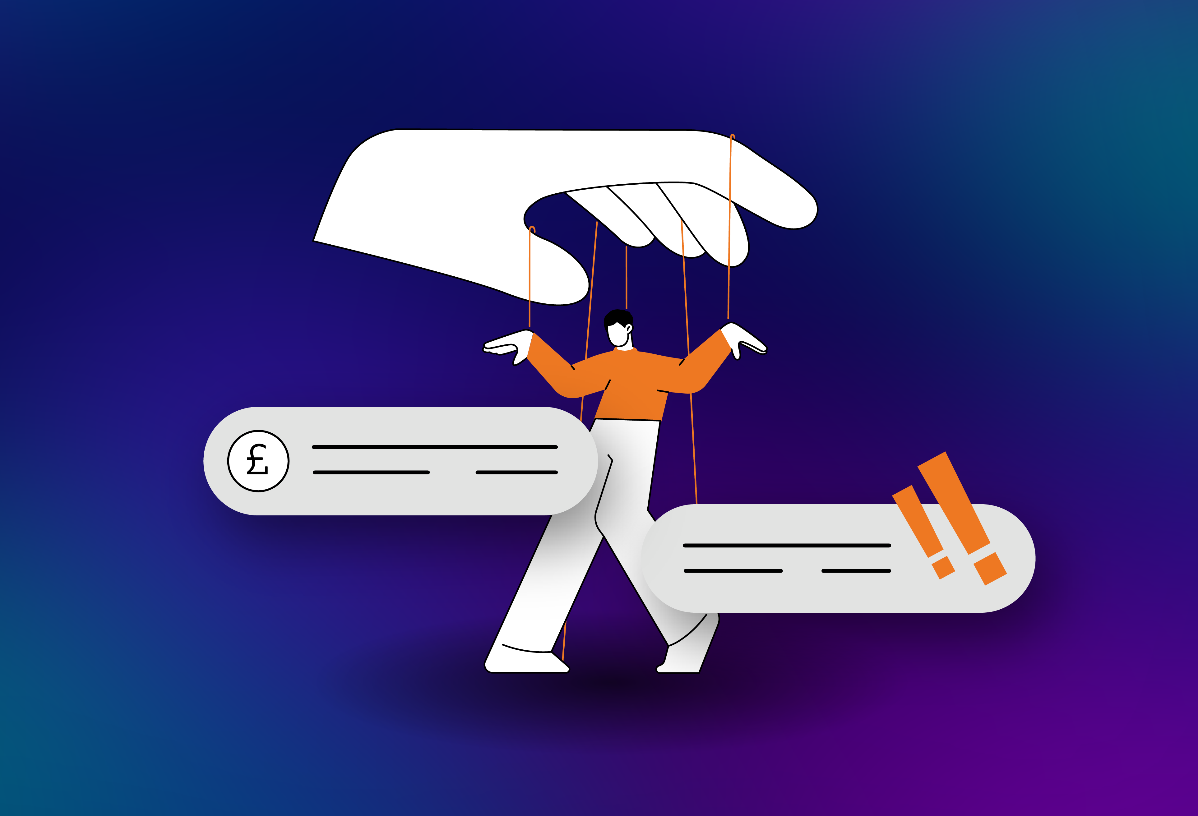 Illustration of a person being controlled as a puppet